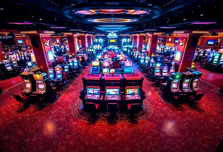 Antarmuka aplikasi mobile pulojudi menampilkan permainan slot dan kasino langsung